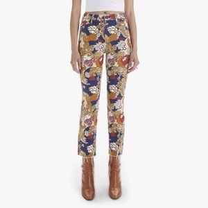 Mother “The Hustler” Frayed Ankle Floral Patterned Jeans